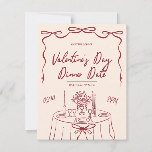 Eetdate op Valentijnsdag Feestdagenkaart (Voorkant)
