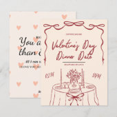Eetdate op Valentijnsdag Feestdagenkaart (Voorkant / Achterkant)