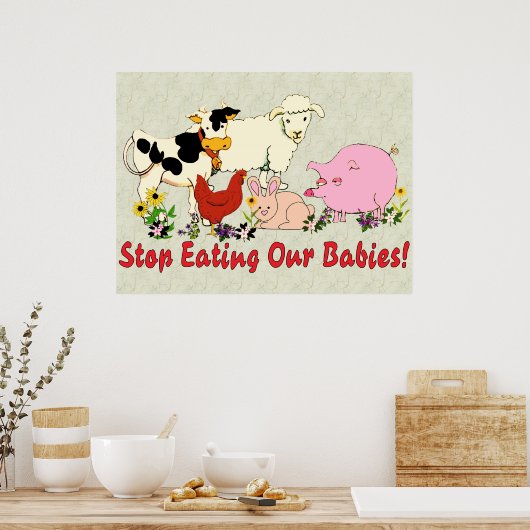 Eetende baby's poster (Keuken)