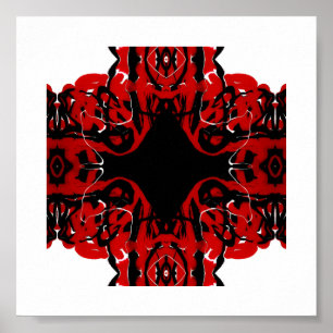 Eeternal rode abstracte acrylverf giet vloeibare k poster