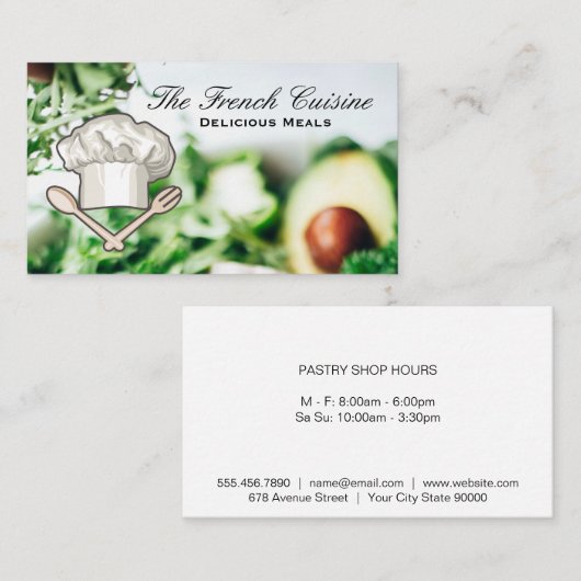 Eetgelegenheid Salade | Chef Hoed Logo Visitekaartje (Voorkant / Achterkant)