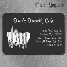 Eetgerei Restaurant Zwart Wit Aangepast 10 cm x 1 Magneet
