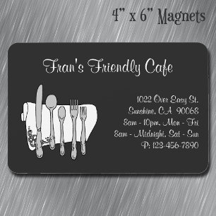 Eetgerei Restaurant Zwart Wit Aangepast  10 cm x 1 Magneet