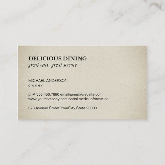 Eetgerei Visitekaartje (Achterkant)