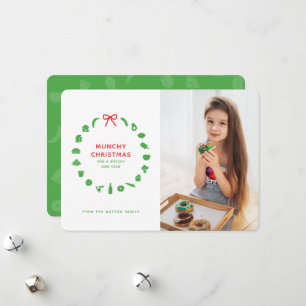 Eetgrage Kerstkrans Aangepaste Kleur Foto Feestdagenkaart