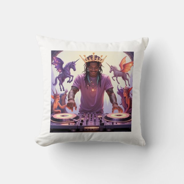 Eetherisch ritme: Fantasy DJ Pillow Design Kussen (Voorkant)