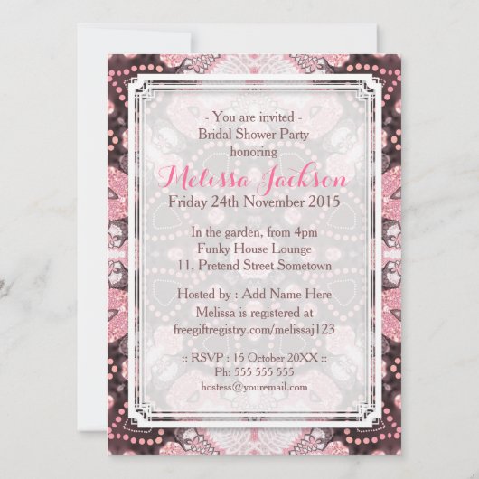 Eetherisch roze geometrisch Mandala Boho Vrijgezel Kaart (Achterkant)