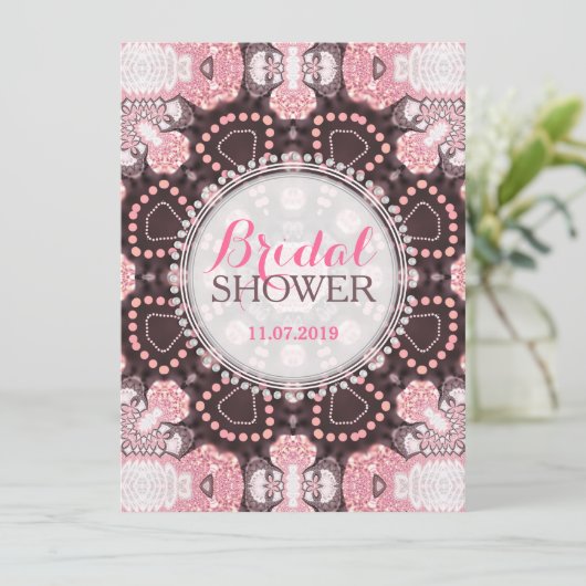 Eetherisch roze geometrisch Mandala Boho Vrijgezel Kaart (Staand voorkant)