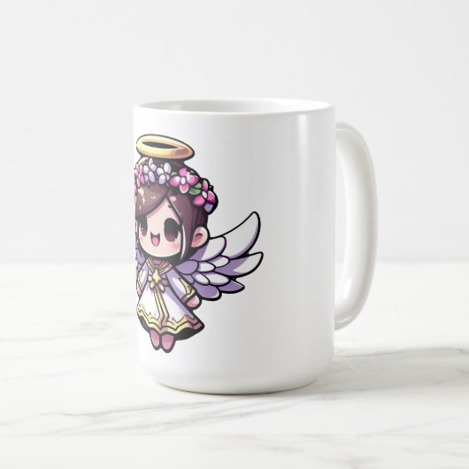 Eetherische Angelic Chibi - engel, halo, bloemen Koffiemok (Voorkant rechts)