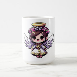 Eetherische Angelic Chibi - engel, halo, bloemen Koffiemok