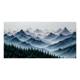 Eetherische berg Vista Perfect Poster