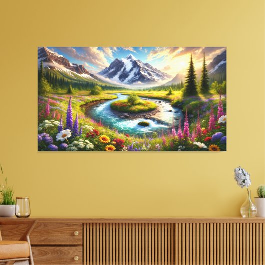 Eetherische bergvlucht - Symfonie van Natuur Canvas Afdruk (Insitu (Woonkamer))