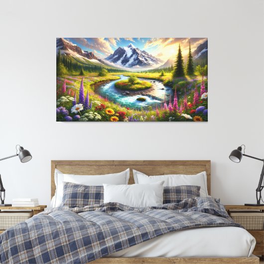 Eetherische bergvlucht - Symfonie van Natuur Canvas Afdruk (Insitu (Slaapkamer))