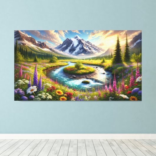 Eetherische bergvlucht - Symfonie van Natuur Canvas Afdruk (Insitu (Houten vloer))