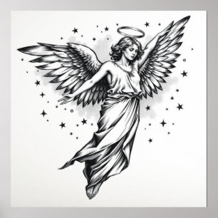 Eetherische beschermer: Angel Charcoal Art Poster