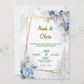 Eetherische Blauwe Bloem Huwelijksuitnodiging Kaart (Voorkant)