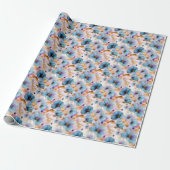 Eetherische Blauwe Bloemen in Zachte Pastels Alcoh Cadeaupapier (Uitgerold)