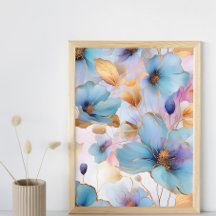 Eetherische Blauwe Bloemen in Zachte Pastels Alcoh