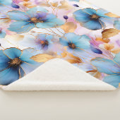 Eetherische Blauwe Bloemen in Zachte Pastels Alcoh Sherpa Deken (3/4)
