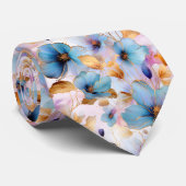 Eetherische Blauwe Bloemen in Zachte Pastels Alcoh Stropdas (Opgerold)