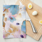 Eetherische Blauwe Bloemen in Zachte Pastels Alcoh Theedoek (Quarter Fold)