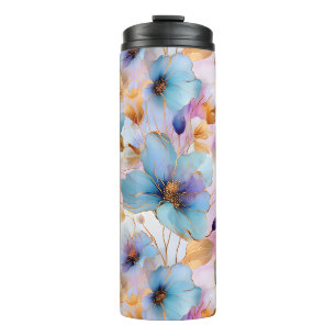 Eetherische Blauwe Bloemen in Zachte Pastels Alcoh Thermosbeker