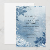 Eetherische Blauwe Botanische Romance bruiloft Kaart (Voorkant / Achterkant)