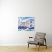 Eetherische blauwe ogen Vrouw Tapestry Wandkleed (In Situ (horizontaal))