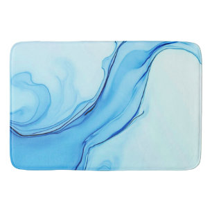 Eetherische blauwe vloeibare kunst wervelt badmat