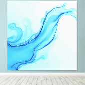 Eetherische blauwe vloeibare kunst wervelt canvas afdruk (Insitu (Houten vloer))