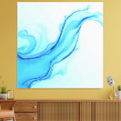Eetherische blauwe vloeibare kunst wervelt canvas afdruk (Insitu (Woonkamer))