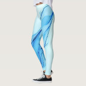 Eetherische blauwe vloeibare kunst wervelt leggings (Links)