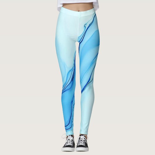 Eetherische blauwe vloeibare kunst wervelt leggings (Voorkant)