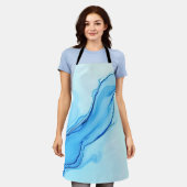 Eetherische blauwe vloeibare kunst wervelt schort (Gedragen)