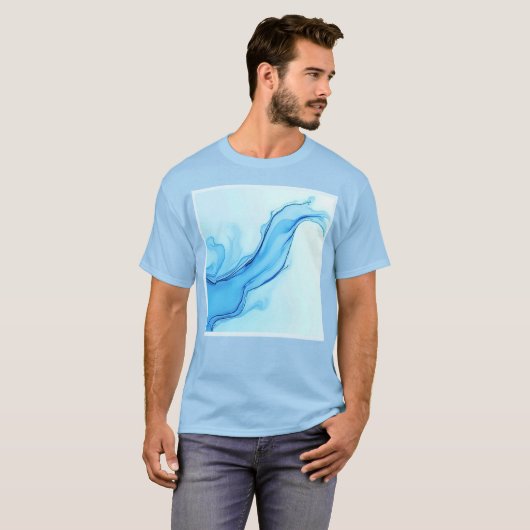Eetherische blauwe vloeibare kunst wervelt t-shirt (Voorkant volledig)