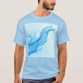Eetherische blauwe vloeibare kunst wervelt t-shirt (Voorkant)