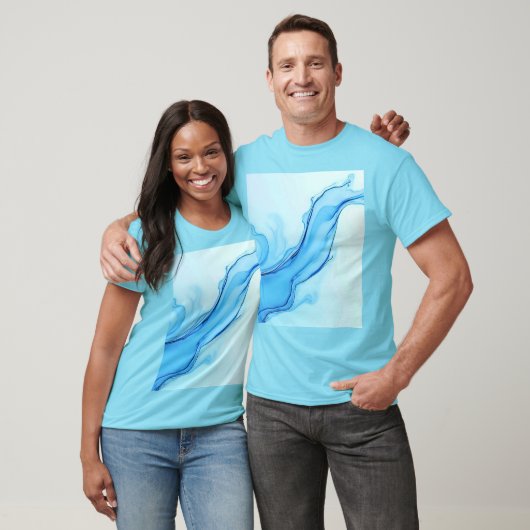 Eetherische blauwe vloeibare kunst wervelt t-shirt (Unisex)