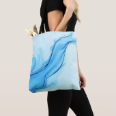 Eetherische blauwe vloeibare kunst wervelt tote bag (Dichtbij)