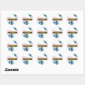 Eetherische Blauwgroen Roze Elegante Moderne Glam Ronde Sticker (Vel)