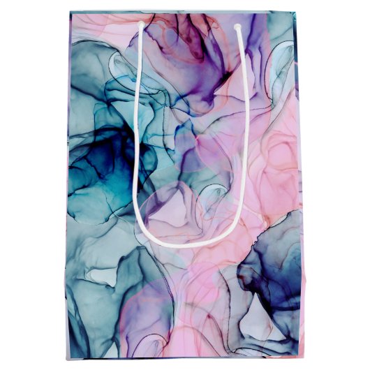 Eetherische Blauwgroen Roze Paarse Inky Modern Gla Medium Cadeauzakje (Achterkant)