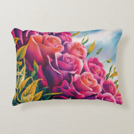 Eetherische bloei: Abstracte Waterverf Roos Symfon Accent Kussen