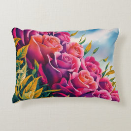 Eetherische bloei: Abstracte Waterverf Roos Symfon Accent Kussen
