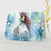 Eetherische bloemenfee in Waterverf Dreamscape Kaart (Gele Bloem)