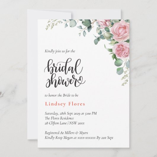 Eetherische Blush Roze Rose Bloemen Vrijgezellenfe Kaart (Voorkant)