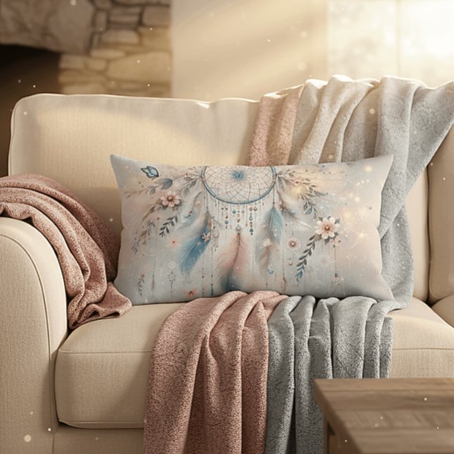 Eetherische Boho Dreamcatcher Kussen (Ethereal Boho Dreamcatcher Lumbar Pillow)