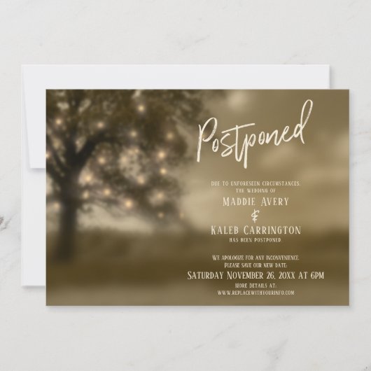 Eetherische boom w / Lights Uitgestelde bruiloft K Kaart (Voorkant)
