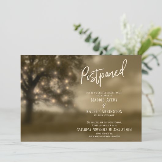 Eetherische boom w / Lights Uitgestelde bruiloft K Kaart (Staand voorkant)