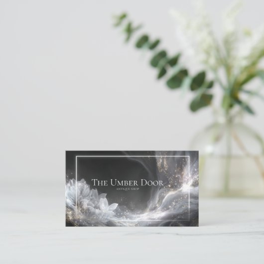 Eetherische Crystal Flower Gold Dust Zwart Visitekaartje (Staand voorkant)