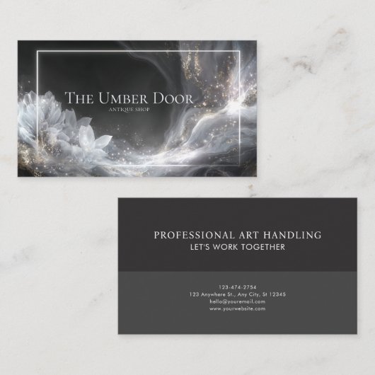 Eetherische Crystal Flower Gold Dust Zwart Visitekaartje (Voorkant / Achterkant)