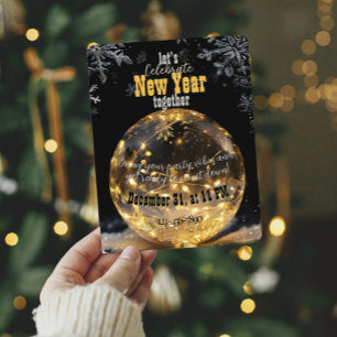 Eetherische Crystal Orb Golden Fairy Lights Nieuwj Kaart